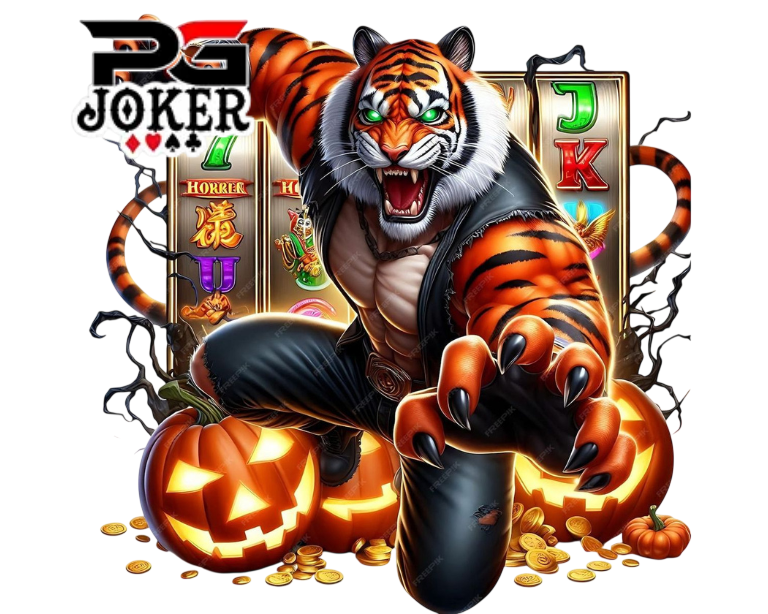 PGJOKER เกมสล็อตออนไลน์ ภาพเสือแฟนตาซีพร้อมตู้สล็อตและเหรียญทอง ลุ้นโบนัสใหญ่ เล่นสนุกได้ตลอด 24 ชั่วโมง